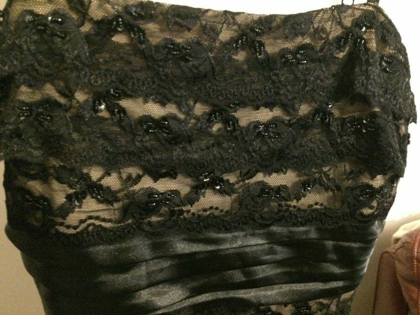 Marina Black Mesh Floral Patterned Strappy Layered Evening Party Dress UK 10