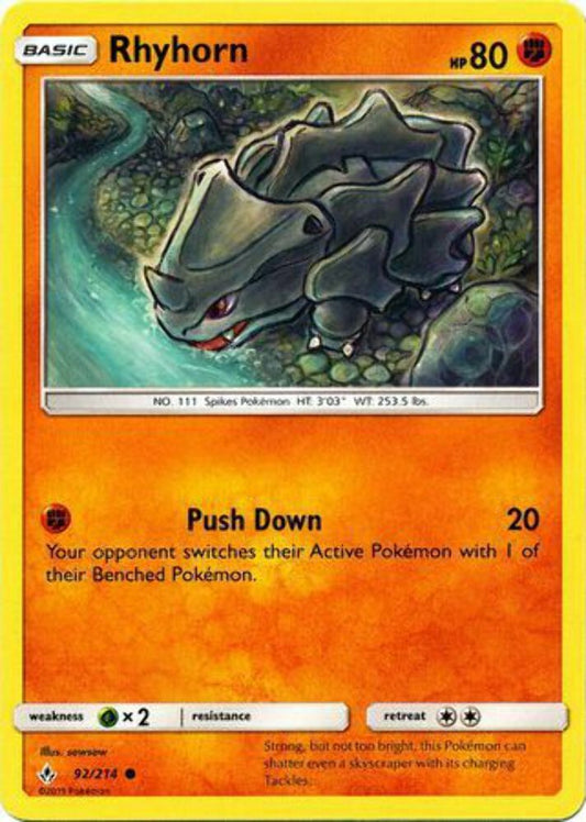 Rhyhorn - 92/214 - Common - Pokemon Unbroken Bonds