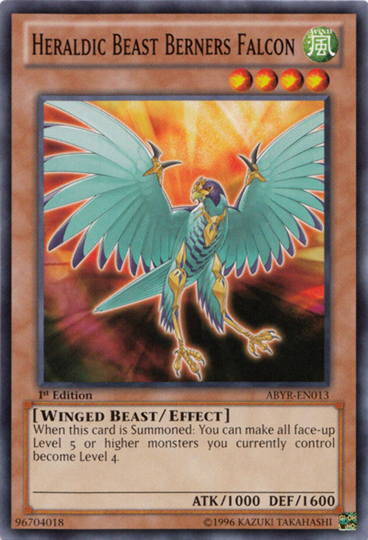 Heraldic Beast Berners Falcon - ABYR-EN013 - Common - 1st Edition - YuGiOh