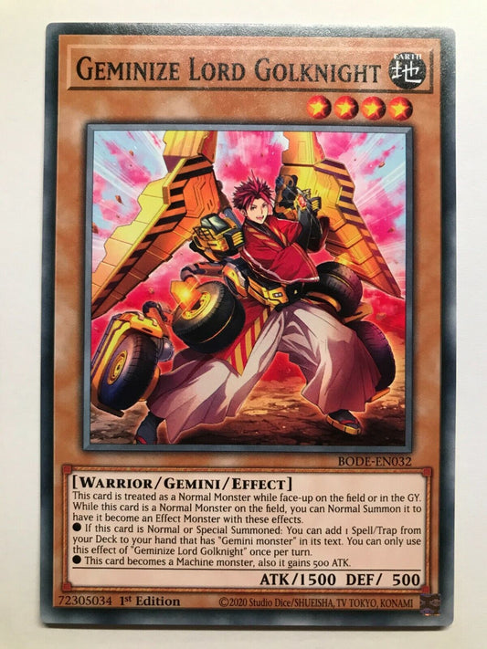 Geminize Lord Golknight - BODE-EN032 - Common - 1st Edition - YuGiOh