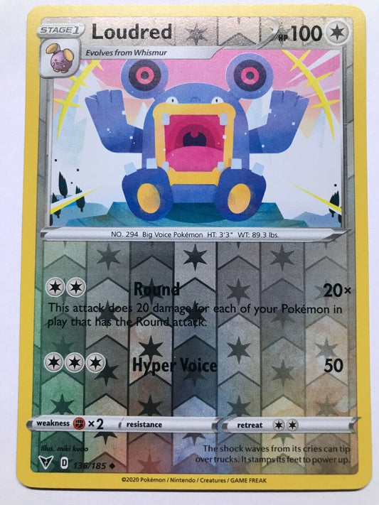 Loudred - 136/185 - Uncommon Reverse Holo - Pokemon Vivid Voltage