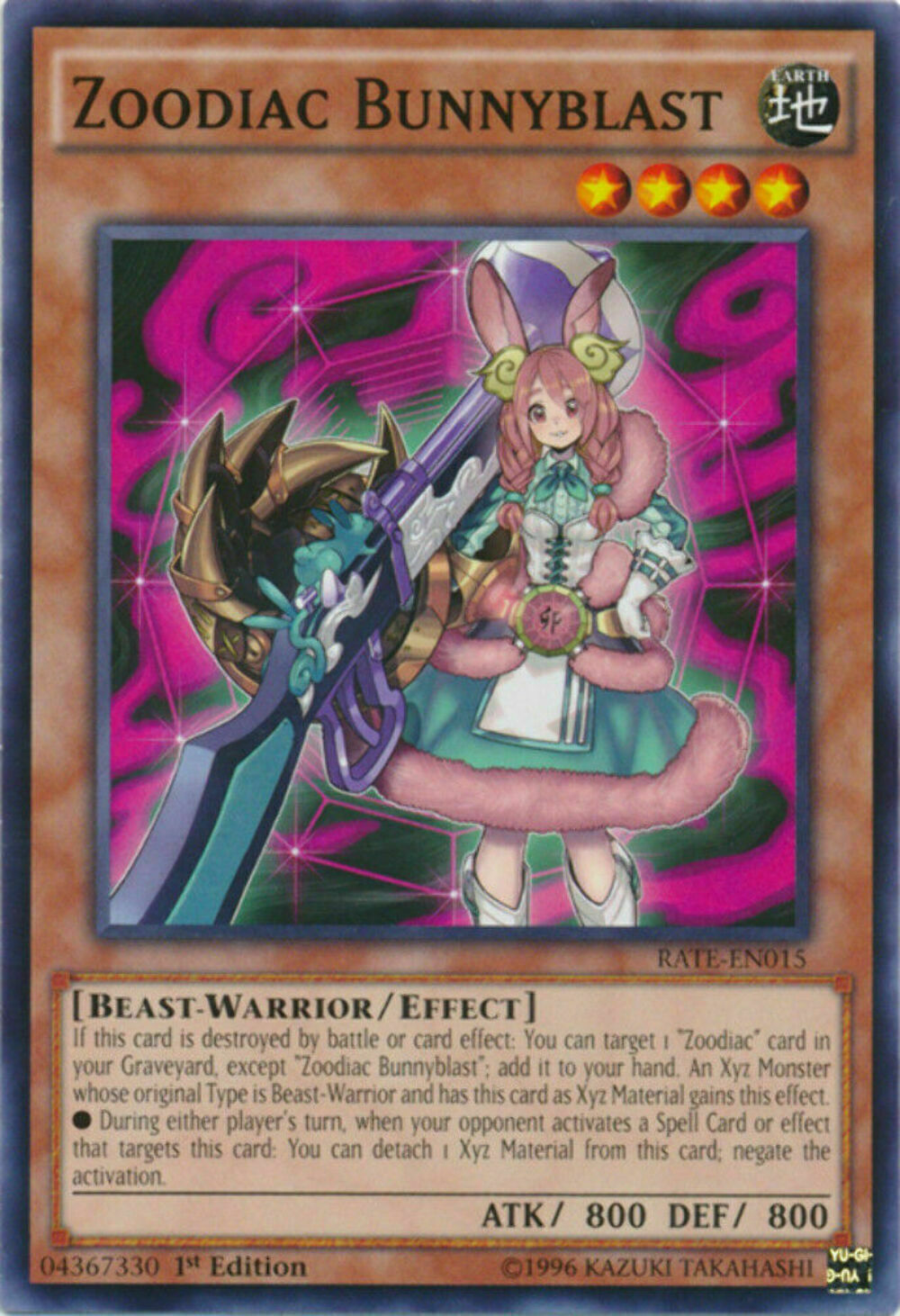 Zoodiac Bunnyblast - RATE-EN015 - Common - 1st Edition - YuGiOh