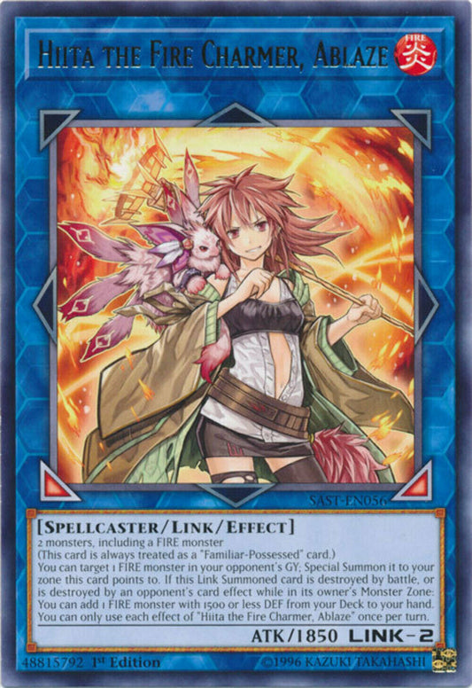 Hiita the Fire Charmer, Ablaze - SAST-EN056 - Rare - UNL Edition - YuGiOh