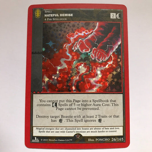 Hateful Demise 26/165 - Rare Full Holo - MetaZoo Wilderness 1st Edition