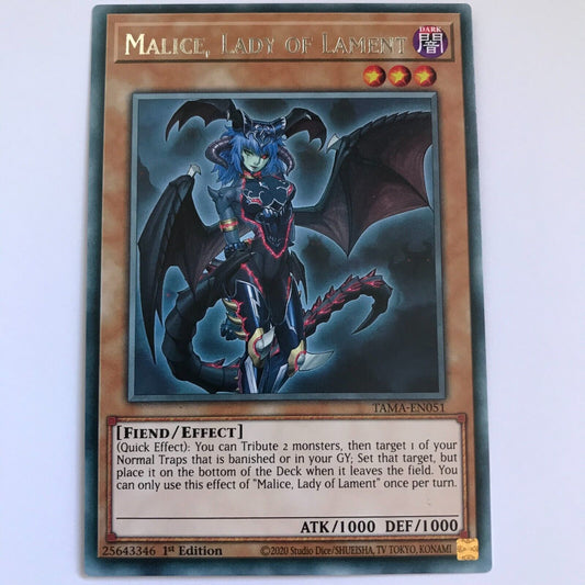 Malice, Lady Lament - TAMA-EN051 - Rare - 1st Edition - YuGiOh
