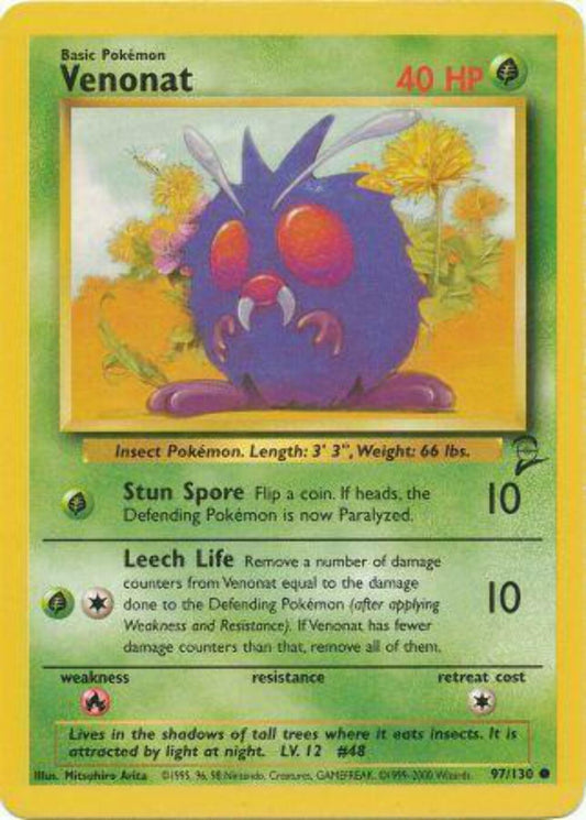 Venonat - 97/130 - Common - Unlimited Edition - Pokemon Base Set 2