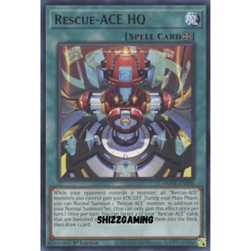 Rescue-ACE HQ - AMDE-EN008 - Rare - 1st Edition - YuGiOh
