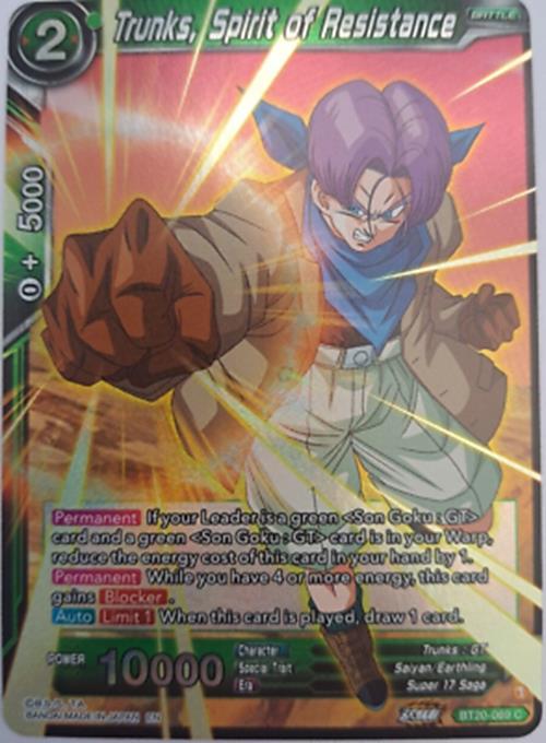 Trunks, Spirit Of Resistance - BT20-069 C - Foil - Dragonball TCG