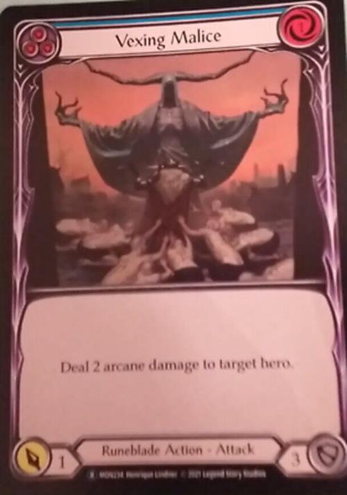Vexing Malice (Blue) - MON234 - Rare - Flesh and Blood TCG Monarch