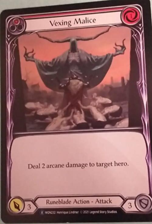 Vexing Malice (Red) - MON232 - Rare - Flesh and Blood TCG Monarch
