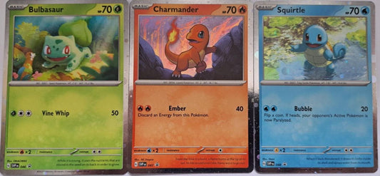Bulbasaur 046 - Charmander 047 - Squirtle 048 / 151 Black Star Promo Cards
