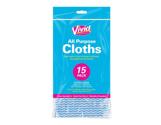 Multi Purpose Reusable Cleaning Wipes J Cloths - 15 Pack