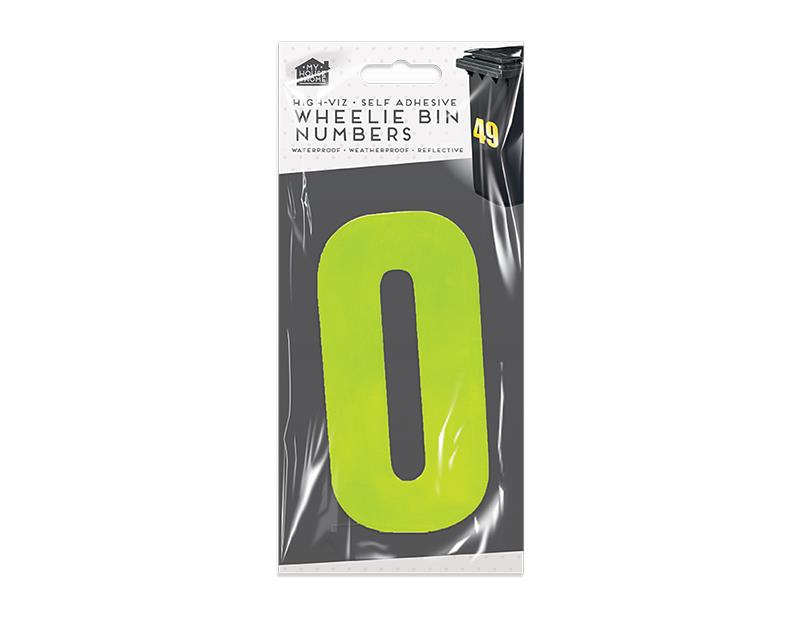 High Viz Self Adhesive Wheelie Bin Numbers Stickers Waterproof - Yellow