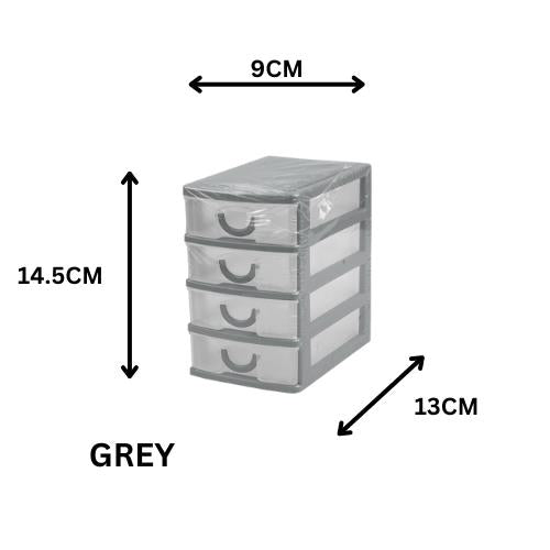 4 Tier Free Standing Desk Top Office Mini Draw Storage Jewellery Box