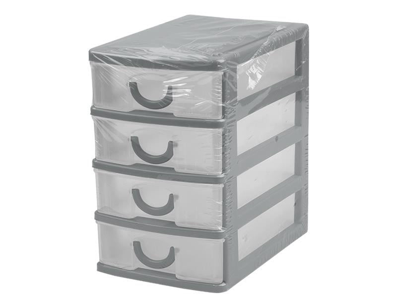 4 Tier Free Standing Desk Top Office Mini Draw Storage Jewellery Box