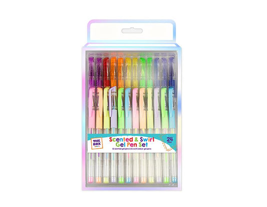 Scented & Swirl Gel Pen Set - Craft Colouring writing Drawing 24 pack