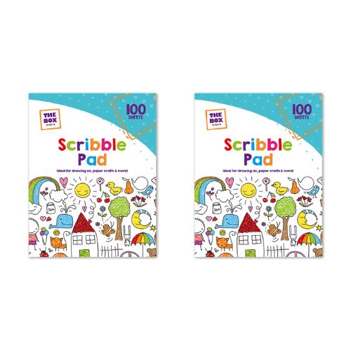 2 x SCRIBBLE BOOK DRAWING SKETCH WRITING 100 PAGES PLAIN PAPER PAD COLOURING KID
