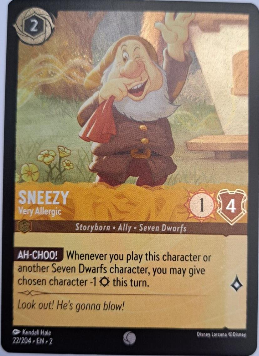 Sneezy - Very Allergic - Foil - 22/204 - Lorcana Rise of the Floodborn