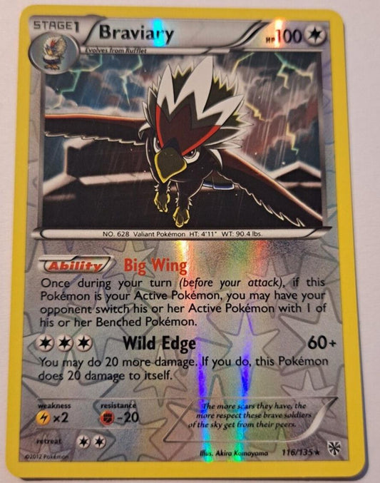 Braviary - 116/135 - Rare - Reverse Holo - B&W Plasma Storm