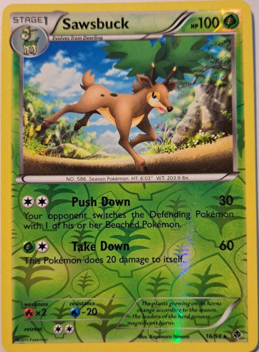 Sawsbuck - 16/98 - Rare - Reverse Holo - Pokemon Emerging Powers