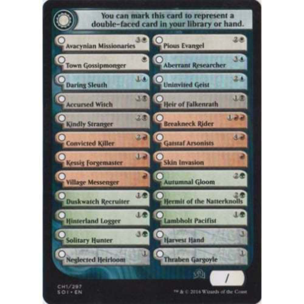 Shadows Over Innistrad Checklist Card (CH1) Shadows Over Innistrad - MTG
