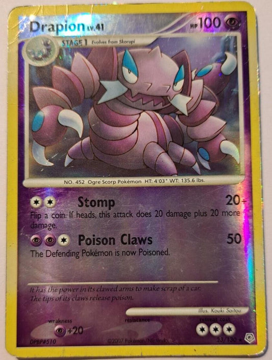 Drapion Lv.41 - 23/130 - Rare - Reverse Holo Pokemon Diamond & Pearl HEAVY PLAY