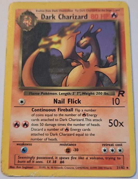 Dark Charizard - 21/82 - Rare - Pokemon Team Rocket WORN