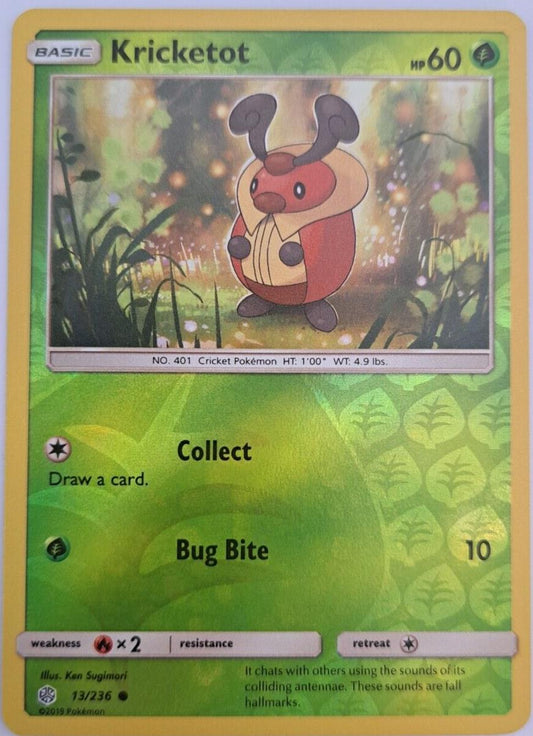kricketot - 13/236 - Common - Reverse Holo - Pokemon Sun And Moon Cosmic Eclipse