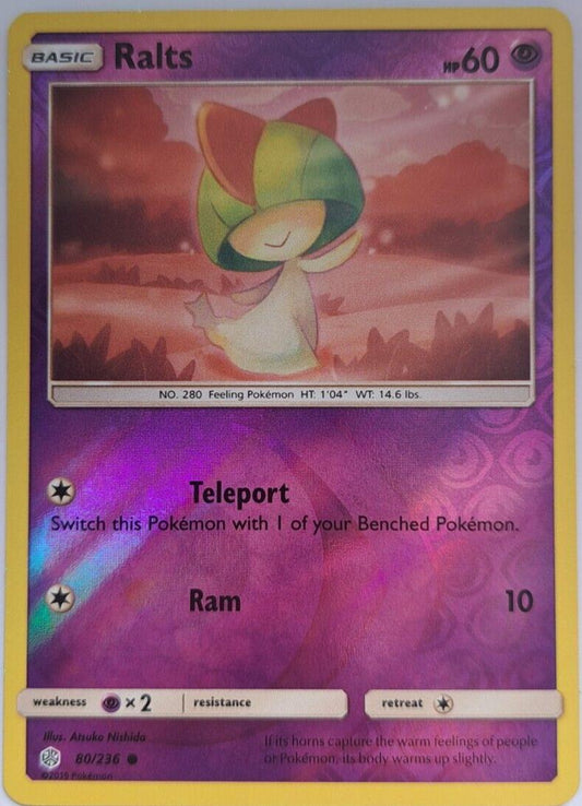 Ralts - 80/236 - Common - Reverse Holo - Pokemon Sun And Moon Cosmic Eclipse