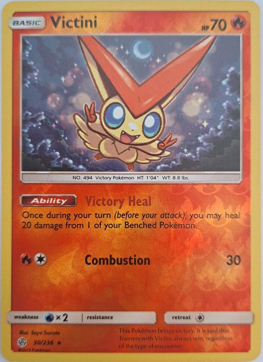 Victini - 30/236 - Rare - Reverse Holo - Pokemon Sun And Moon Cosmic Eclipse