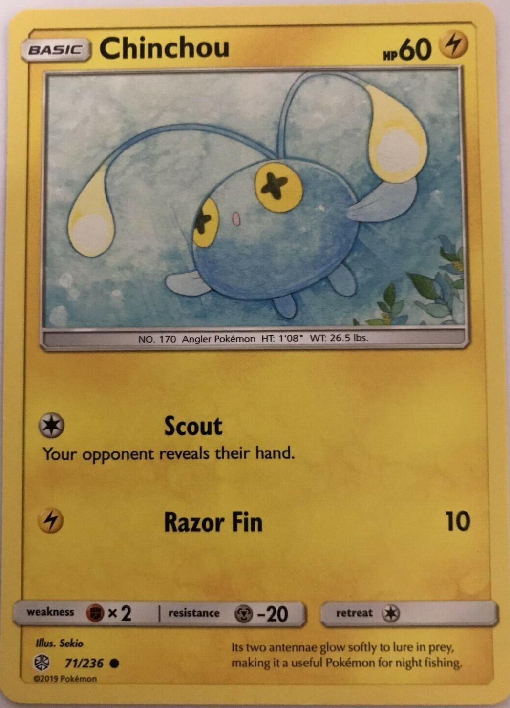Chinchou 71/236 Common - Pokemon Sun And Moon Cosmic Eclipse