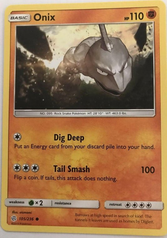 Onix 105/236 Common - Pokemon Sun And Moon Cosmic Eclipse