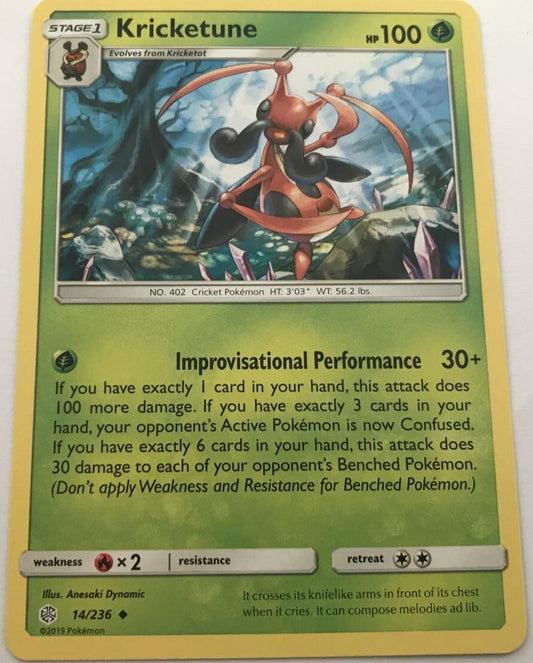 Kricketune 14/236 Uncommon - Pokemon Sun And Moon Cosmic Eclipse