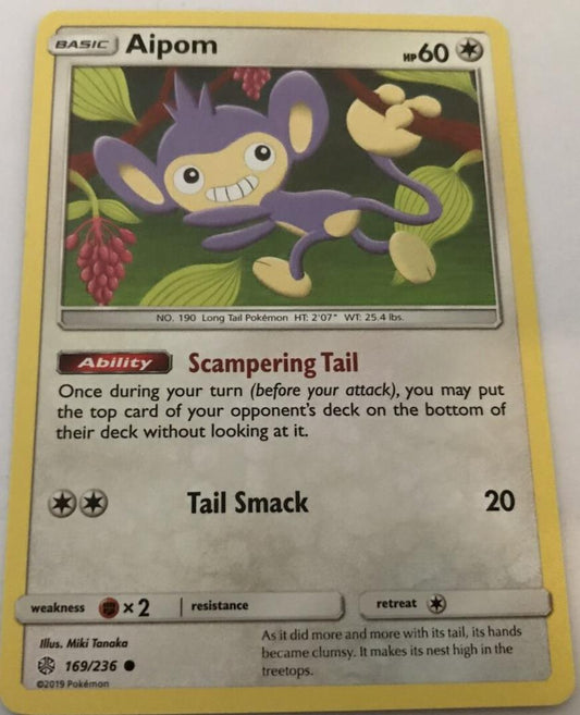Aipom 169/236 Common - Pokemon Sun And Moon Cosmic Eclipse