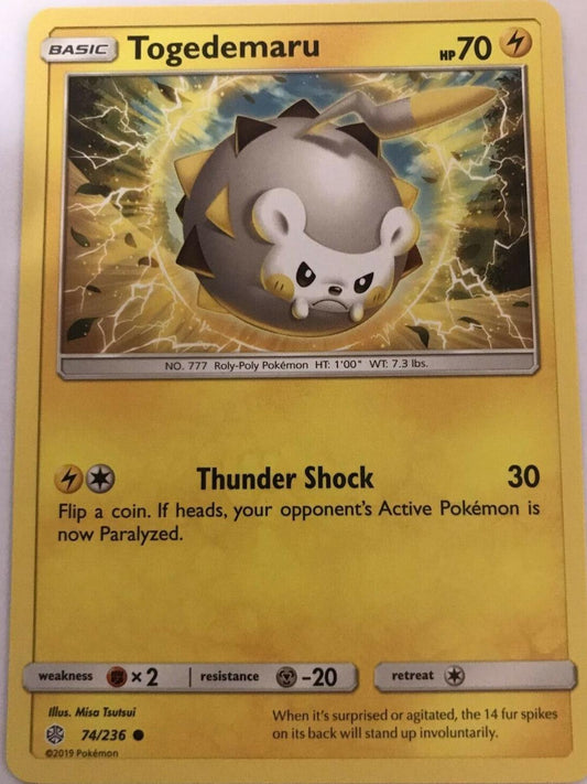 Togedemaru 74/236 Common - Pokemon Sun And Moon Cosmic Eclipse