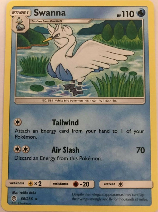 Swanna 60/236 Rare - Pokemon Sun And Moon Cosmic Eclipse