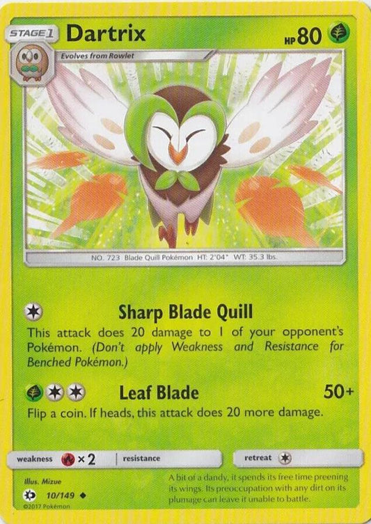 Dartrix - 10/149 - Uncommon - Pokemon Sun and Moon Base set