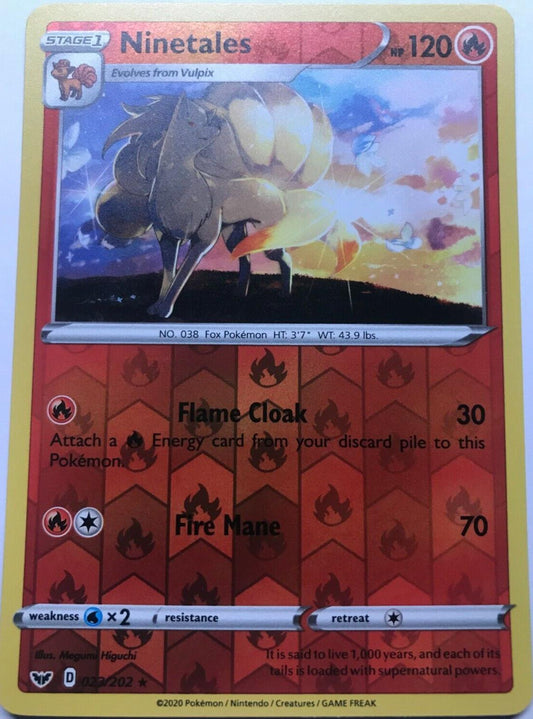 Ninetales 023/202 Rare Reverse Holo - Pokemon Sword And Shield Base Set