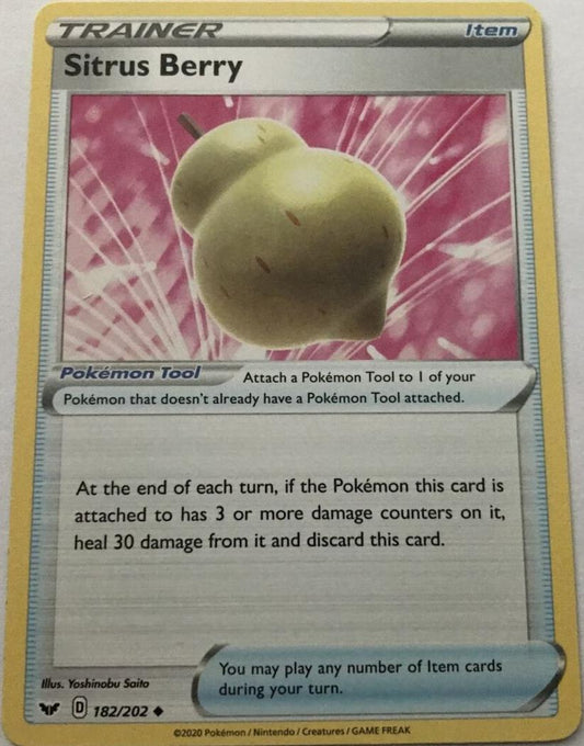 Sitrus Berry 182/202 Uncommon - Pokemon Sword And Shield Base Set