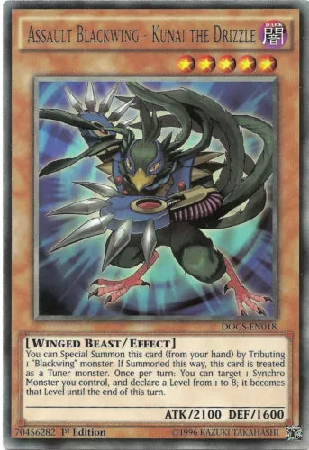 Assault Blackwing - Kunai the Drizzle - DOCS-EN018 - Rare - 1st Edition - YuGiOh