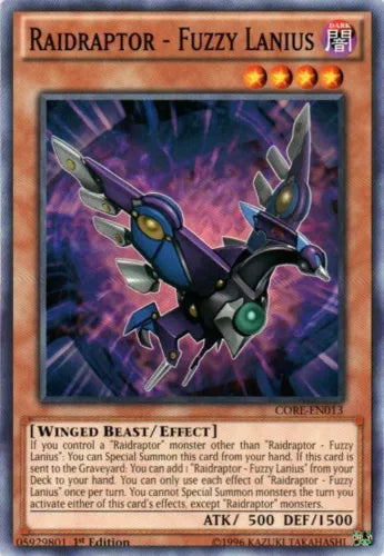 Raidraptor - Fuzzy Lanius - CORE-EN013 - Common - 1st Edition - YuGiOh