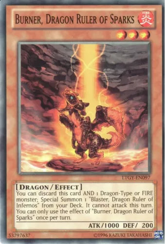 Burner, Dragon Ruler of Sparks - LTGY-EN097 - Common - Mixed Editions - YuGiOh