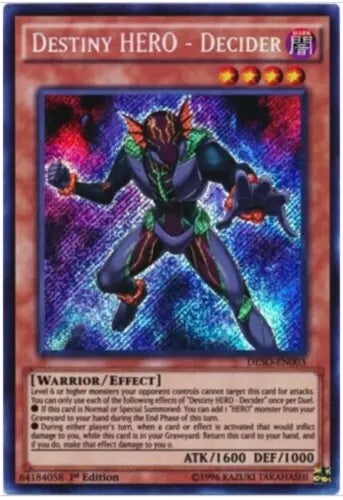 Destiny HERO - Decider - DESO-EN003 - Secret Rare - 1st Edition - YuGiOh