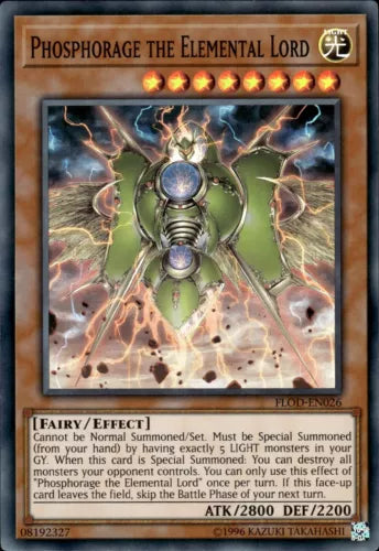 Phosphorage the Elemental Lord - FLOD-EN026 - Super Rare - Mixed Editions YuGiOh