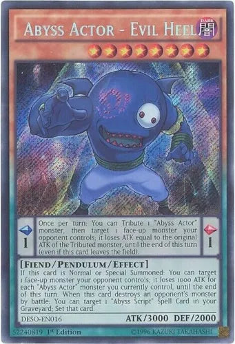 Abyss Actor - Evil Heel - DESO-EN016 - Secret Rare - 1st Edition - YuGiOh