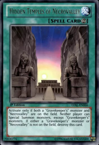 Hidden Temples of Necrovalley - LVAL-EN066 - Rare - 1st Edition - YuGiOh