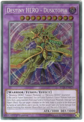 Destiny HERO - Dusktopia - BLLR-EN025 - Secret Rare - 1st Edition - YuGiOh
