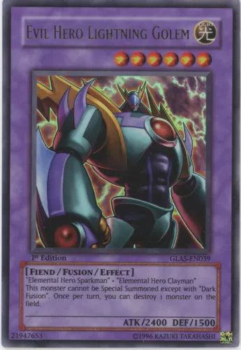Evil Hero Lightning Golem - GLAS-EN039 - Ultra Rare - 1st Edition - YuGiOh