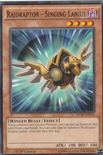 Raidraptor - Singing Lanius - MP16-EN059 - Common - 1st Edition - YuGiOh