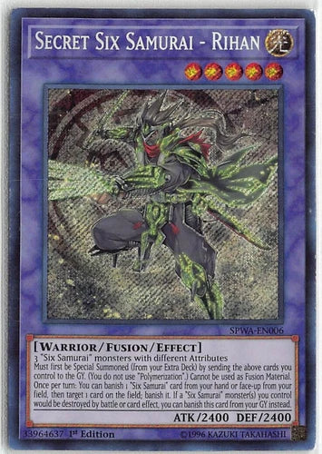 Secret Six Samurai - Rihan - SPWA-EN006 - Secret Rare - 1st Edition - YuGiOh